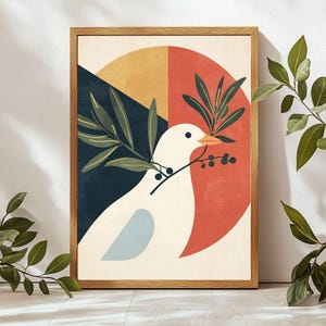 Dove with Olive Branch Art, Holy Spirit Wall Art, Modern Christian Wall Art, Bible verse wall Art, Jesus Art, Scripture Wall Art, Bible Art