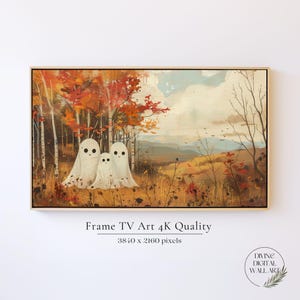 Halloween Frame TV Art, Ghost Family Samsung TV Frame Art, Ghost Poster Frame TV, Fall Tv Art, Vintage Landscape Frame Art Tv Cute Halloween