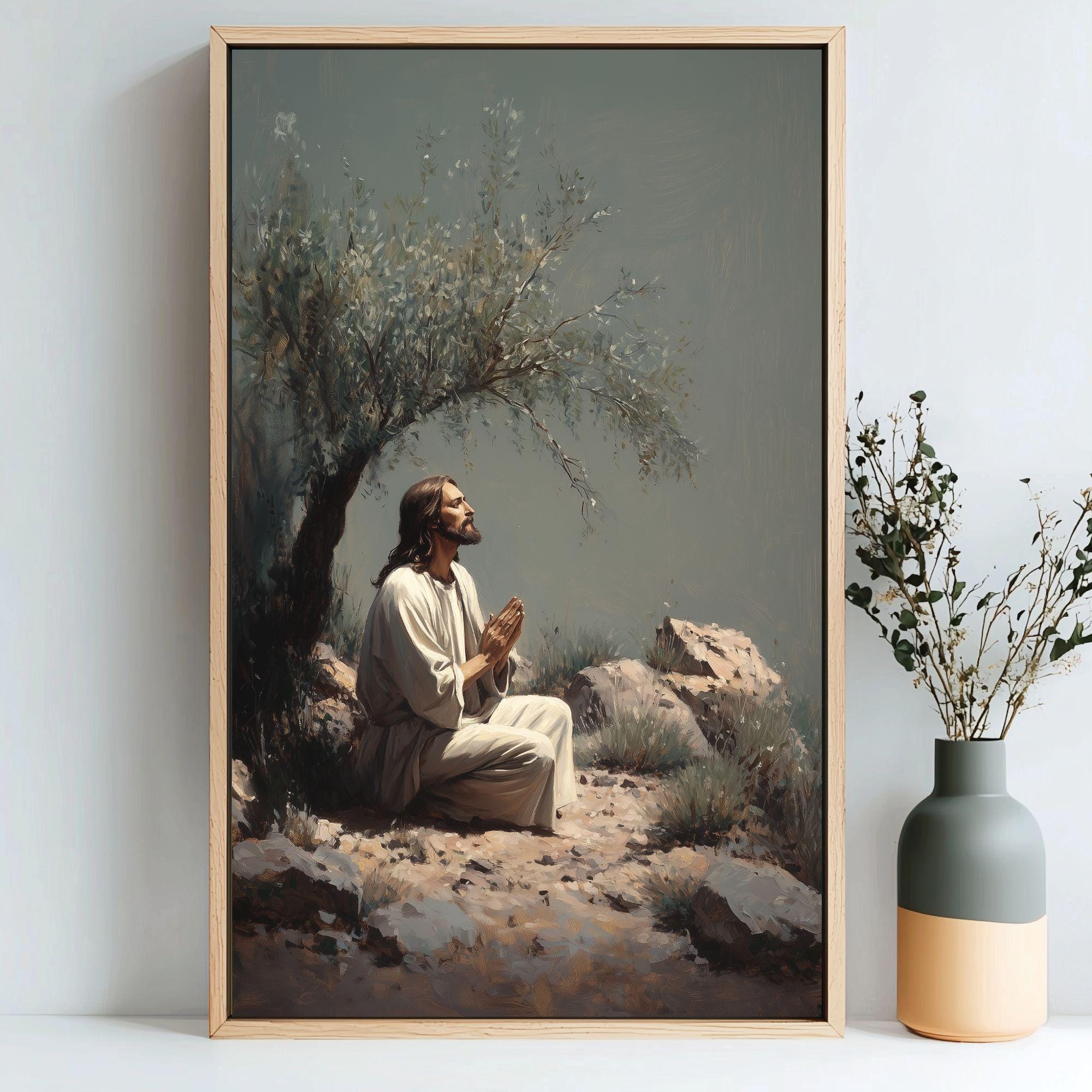 Garden of Gethsemane Wall Art, DIGITAL PRINT, Jesus Praying in the ...