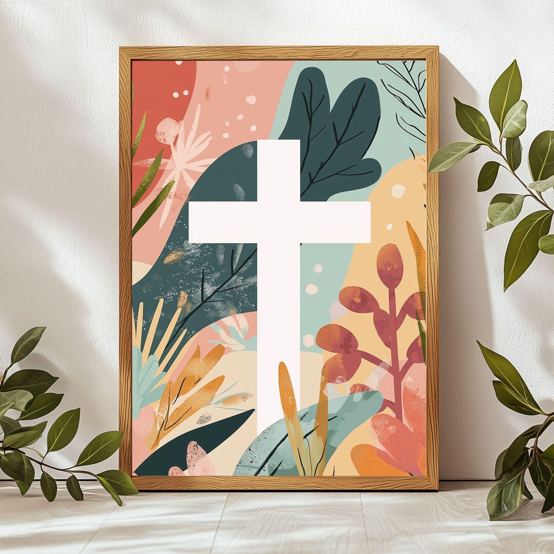 Cross Printable Wall Art, DIGITAL PRINT, Modern Christian Minimalist ...