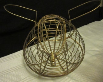 Vintage Brass wire chicken Egg basket