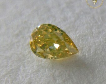 0.184 Ct Fancy Deep Greenish Yellow VS2 CGL Japan Natural