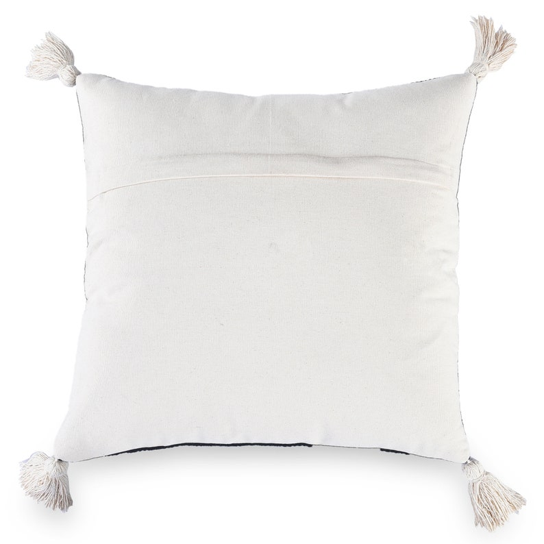 Black and White Bohemian Pillow Cover 18X18 With Fringes Etsy