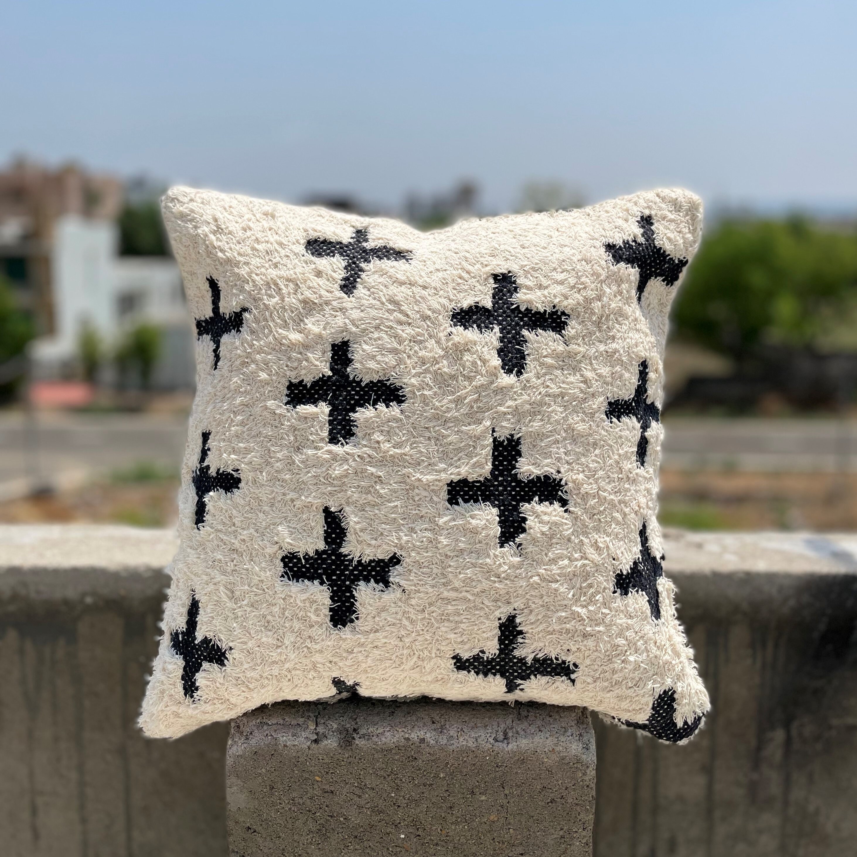 100 Cotton Woven Cushion Cover Cream Texture Boho Chic Etsy