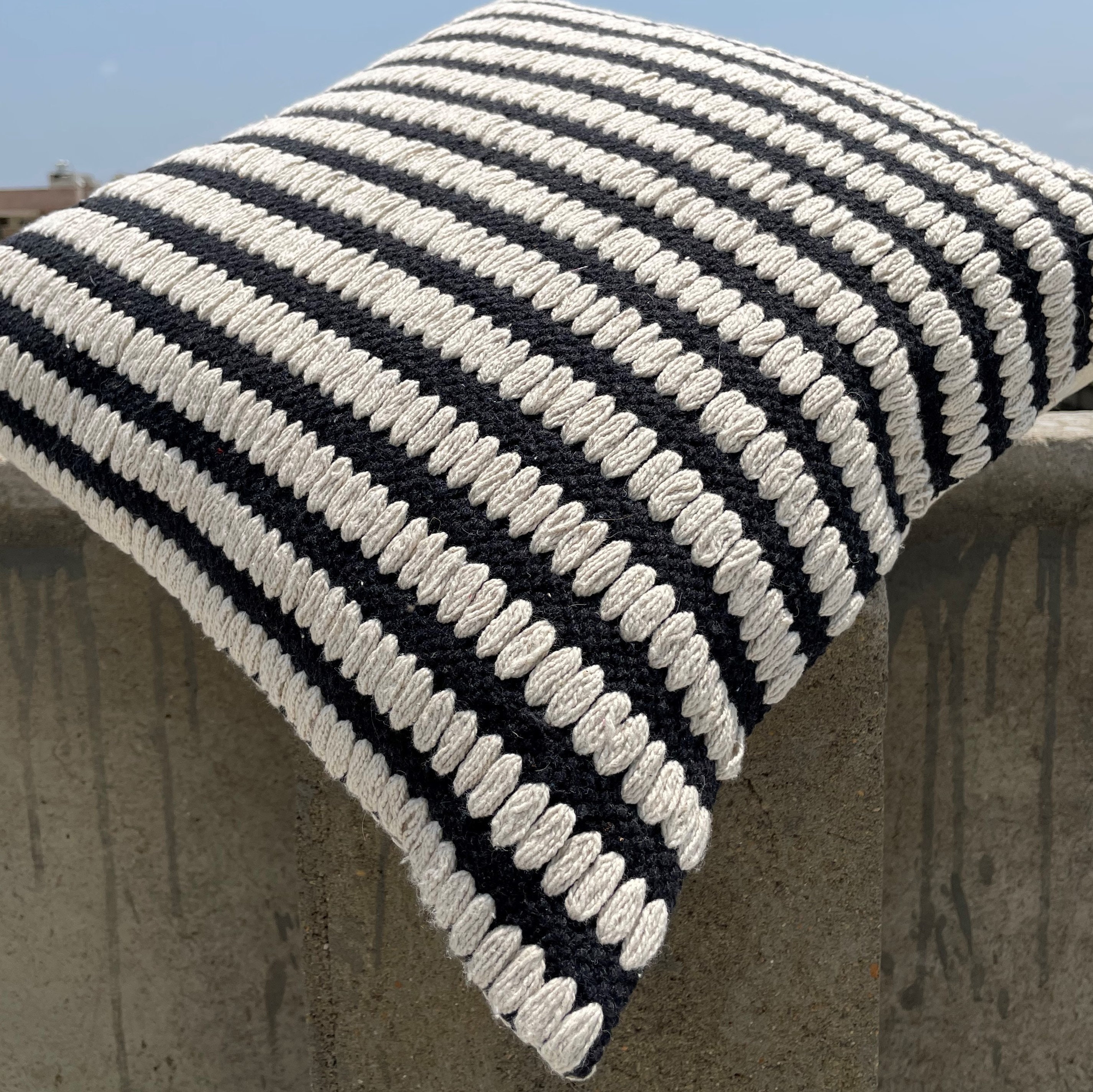 White and Black Strip Texture Cushion Cover Home Decorative Etsy