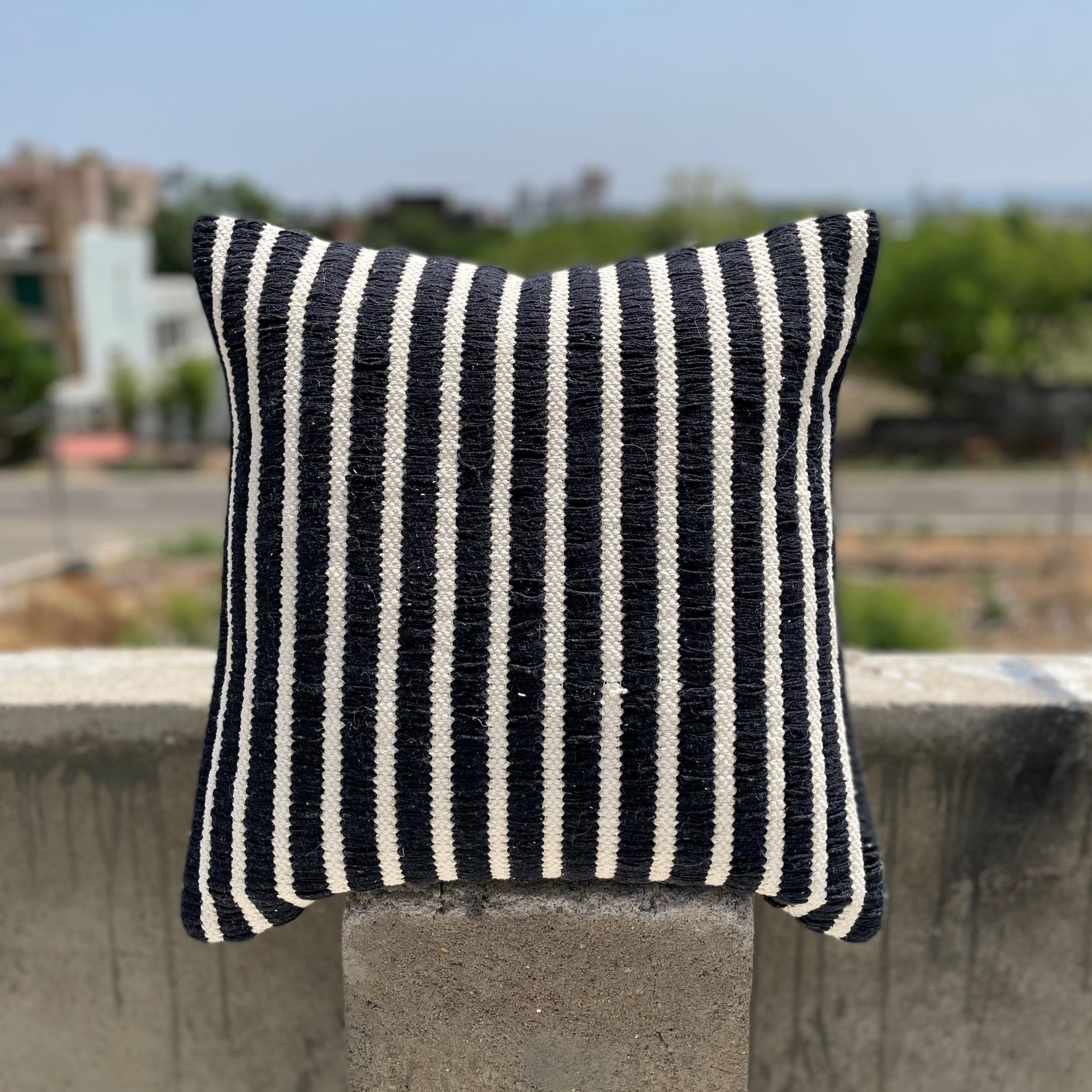 White and Black Strip Texture Cushion Cover Home Decorative Etsy