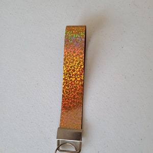 Gold Holographic Faux Leather Key Fob