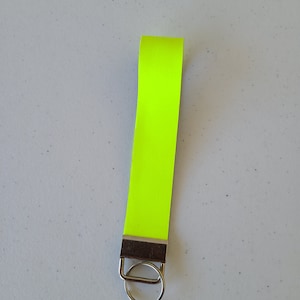 Neon Yellow Faux Leather Key Fob