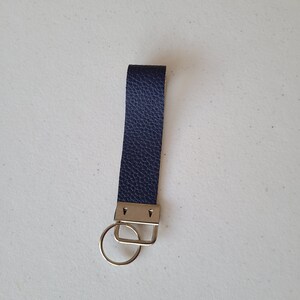 Dark Blue Pebbled Faux Leather Key Fob