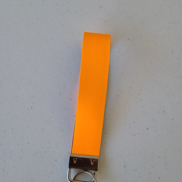 Neon Orange Faux Leather Key Fob