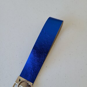 Blue Metallic Faux Leather Key Fob