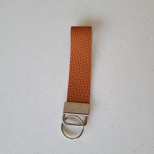 Brown Pebbled Faux Leather Key Fob