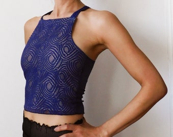 Tango Top, Halter Top, Crop Top, Purple Lace