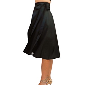 Tango Skirt, Black Satin, Wrap Skirt, Knee Length image 2
