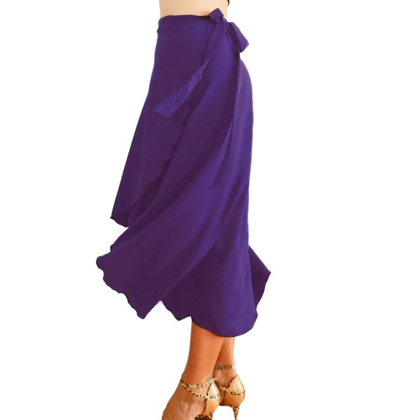 Tango skirt, Deep Purple Satin Crepe Skirt, Maxi Skirt, Wrap Skirt