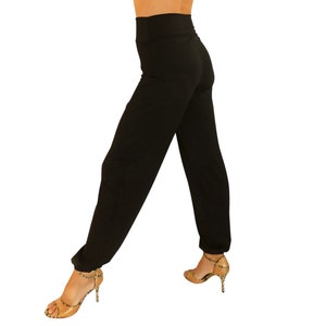 Tango Pants, Black Glitter Jersey, Harem Pants