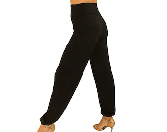 Pantalon tango, jersey noir pailleté, sarouel