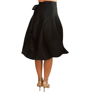 Tango Skirt, Black Satin, Wrap Skirt, Knee Length image 3