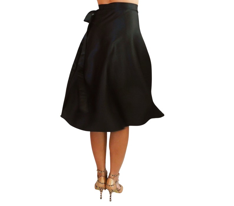 Tango Skirt, Black Satin, Wrap Skirt, Knee Length image 3