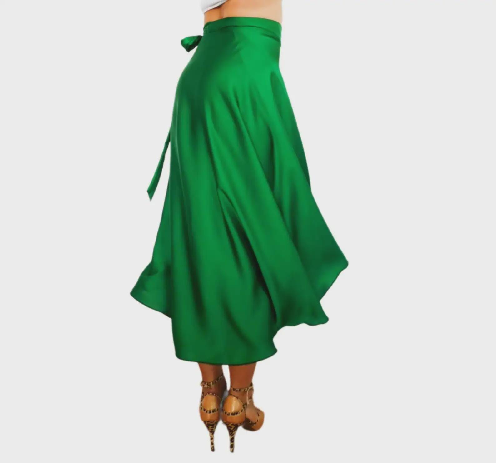 Green Satin Skirt Canada