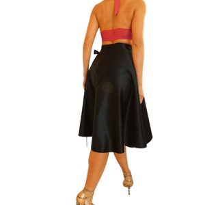 Tango Skirt, Black Satin, Wrap Skirt, Knee Length image 10