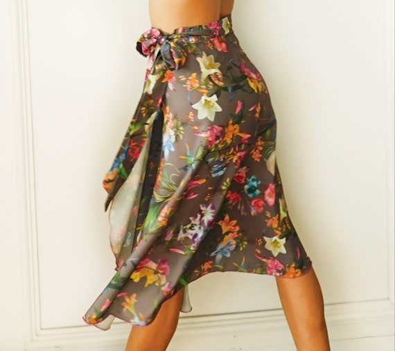 Tango Skirt Lily Satin Wrap Skirt Knee Length Etsy