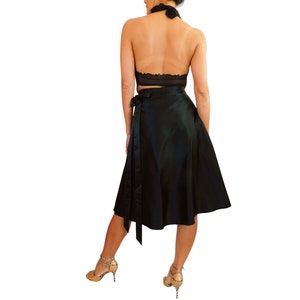 Tango Skirt, Black Satin, Wrap Skirt, Knee Length image 6