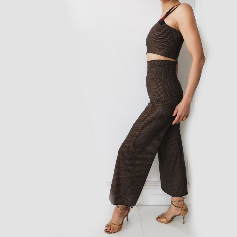 Pantalon de tango, pantalon d'entraînement, pantacourt, culotte culotte, pantalon de danse, jersey noir bronze image 3