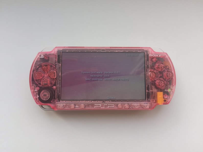 Transparent pink Sony PSP 1000 console mint condition custom modded with new housing case and IPS screen image 1