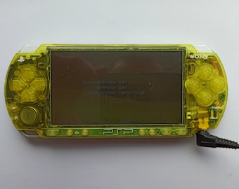 Custom PSP console modded with new clear yellow housing shell sony play station portable 2000