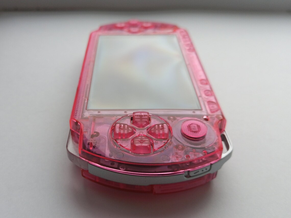 Transparent pink Sony PSP 1000 console mint condition custom Etsy