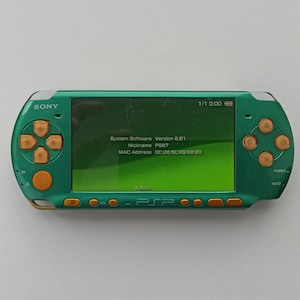 Custom PSP console modded with new green housing shell sony play station portable 3000