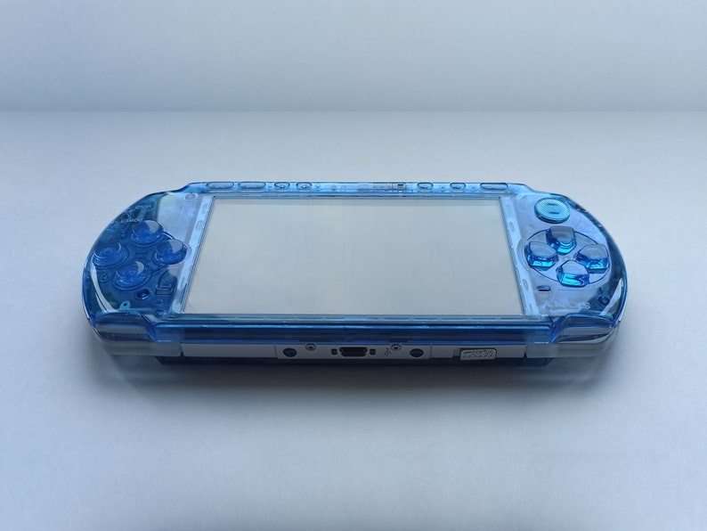 Custom PSP console modded with new clear blue housing shell sony play station portable 3000 image 5