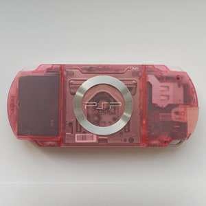 Transparent pink Sony PSP 1000 console mint condition custom modded with new housing case and IPS screen image 7