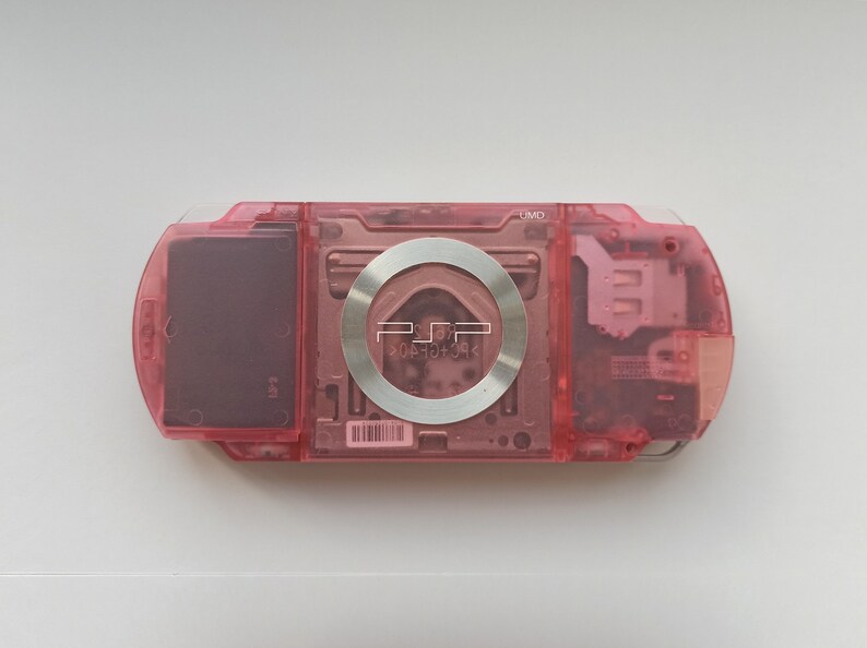 Transparent pink Sony PSP 1000 console mint condition custom modded with new housing case and IPS screen image 7