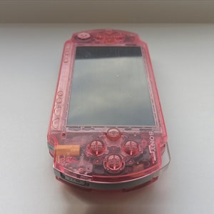 Transparent pink Sony PSP 1000 console mint condition custom modded with new housing case and IPS screen image 4