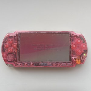 Custom PSP console modded with new clear pink housing shell sony play station portable 3000