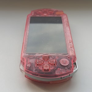 Transparent pink Sony PSP 1000 console mint condition custom modded with new housing case and IPS screen image 6