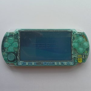 Custom PSP console modded with new clear teal green housing shell sony play station portable 2000 image 1