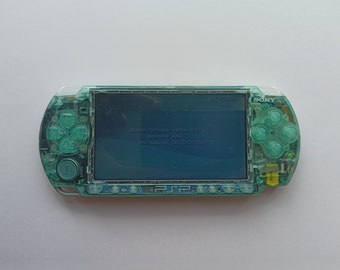 Custom PSP console modded with new clear teal green  housing shell sony play station portable 2000