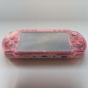 Transparent pink Sony PSP 1000 console mint condition custom modded with new housing case and IPS screen image 5