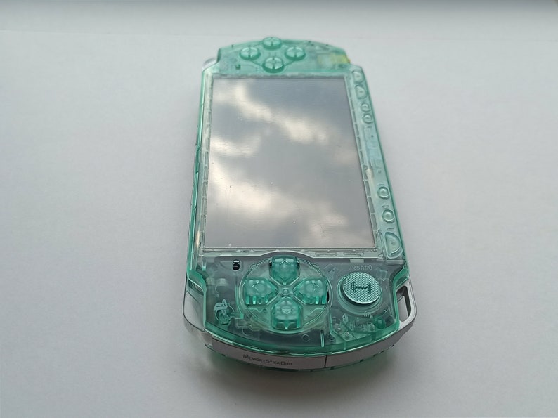 Custom PSP console modded with new clear teal green housing shell sony play station portable 2000 image 6