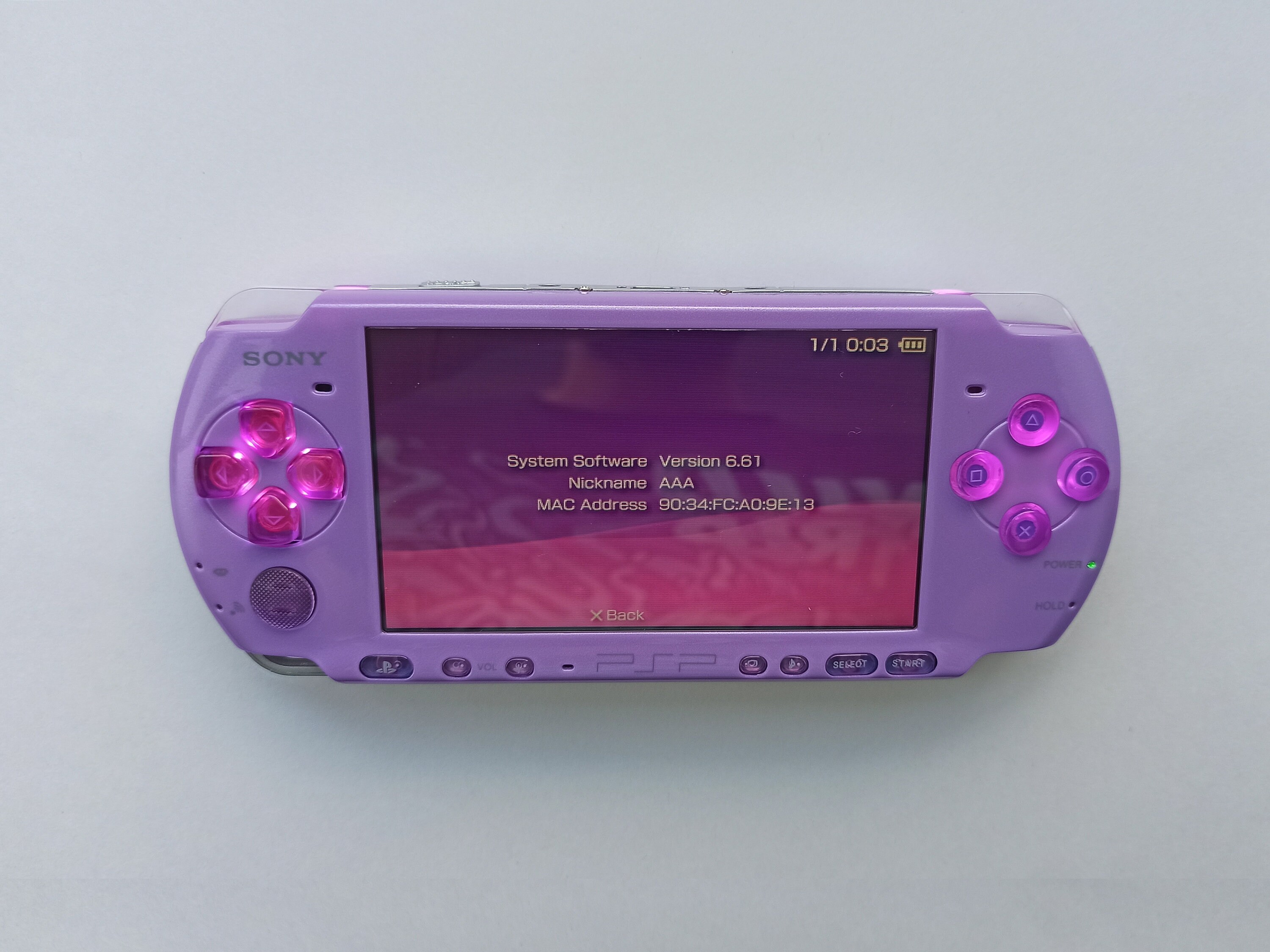 Custom PSP Console Modded With New Purple Housing Shell, Clear