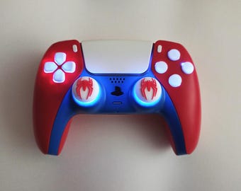 Spider Theme Dualsense custom modded with new housing case and rgb bluetooth controled led lights PS5 controller with 2500 mAh battery
