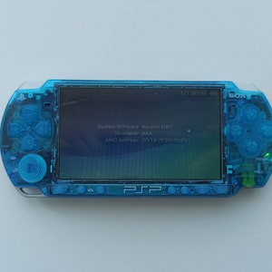 Consola PSP personalizada modificada con nueva carcasa azul transparente Sony Play Station Portable 2000