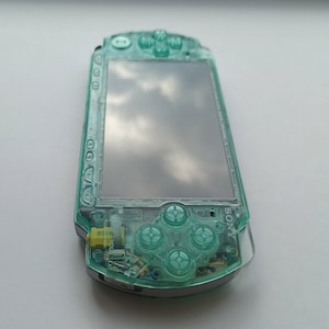 Custom PSP console modded with new clear teal green housing shell sony play station portable 2000 image 4