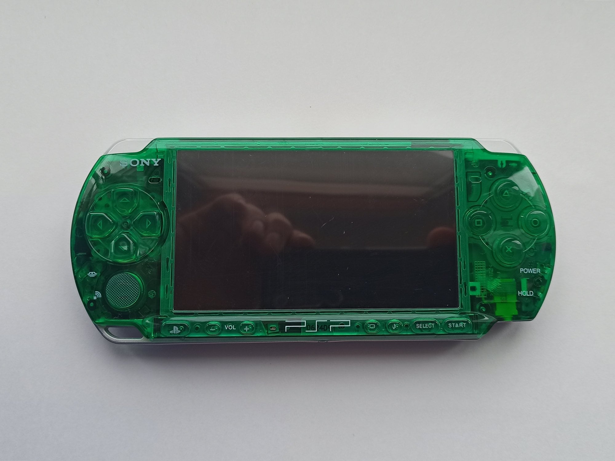 Custom PSP console modded with new clear green housing shell sony