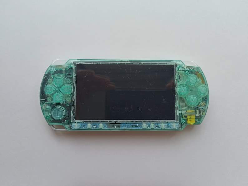 Custom PSP console modded with new clear teal green housing shell sony play station portable 2000 image 2