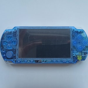 Custom PSP console modded with new clear blue housing shell sony play station portable 3000 image 2