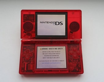 Custom transparent red Nintendo DS lite Console modded (refurbished) with new housing